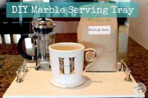Make this beautiful marble serving tray in a few simple steps! Makes a perfect DIY Christmas gift!